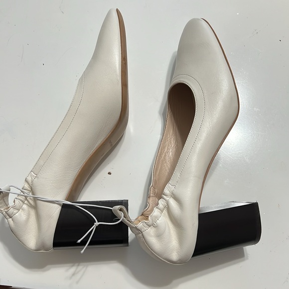 Everlane The Italian Leather Day Heel White Stacked Heel Size 9 - Picture 8 of 10